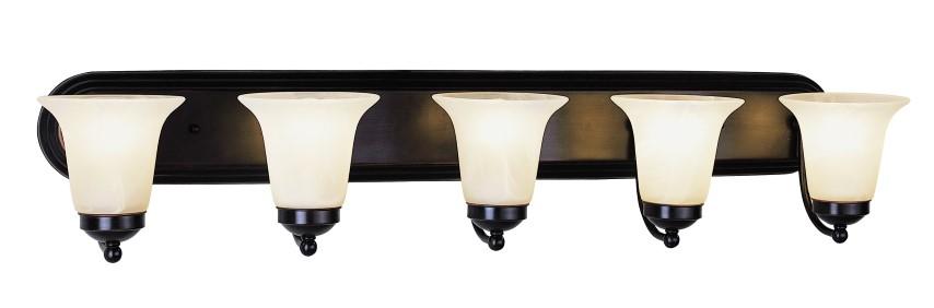 Rusty Collection 5-Light, Glass Bell Shades Vanity Wall Light