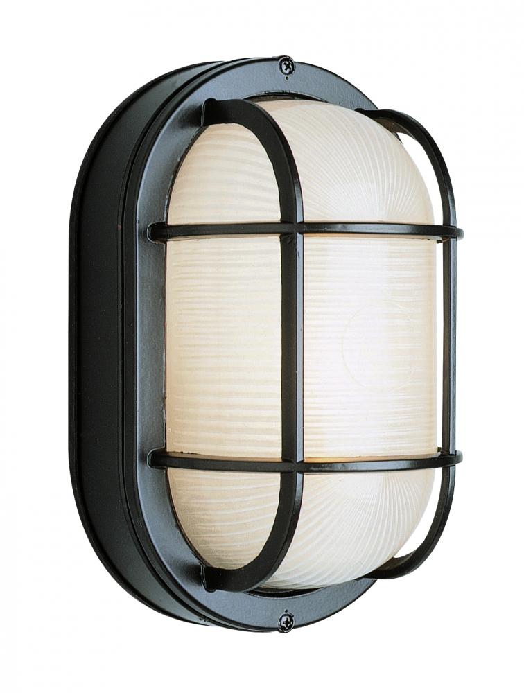 Aria 1-Light Caged Ribbed Glass Bulkhead Pocket Lantern