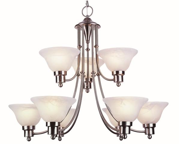 Perkins 9-Light, 9-Shade, Glass Bell, 2-Tier Chandelier with Chain