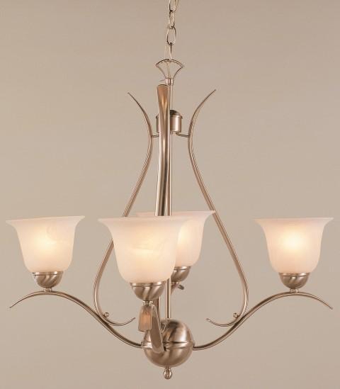 Aspen Collection 1-Tier Chandelier with Glass Bell Shades and Metal Branch Arms