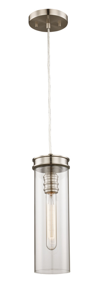 Lightfair 1-Light, Elongated Cylindrical Clear Glass, Mini Pendant