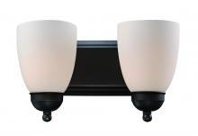 Trans Globe 3502-1 ROB - Clayton Reversible Mount, 2-Light Armed Vanity Wall Light, with Glass Bell Shades