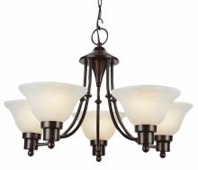 Trans Globe 6545 WB - Perkins 5-Light, 5-Shade, Glass Bell, Single Tier Chandelier with Chain