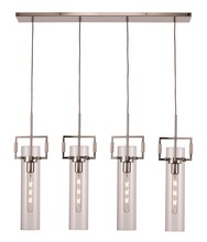 Trans Globe PND-2156 PC - Mie Collection 4-light, 4-shade, 36-inch, Glass Cylinder Linear Kitchen Island Pendant