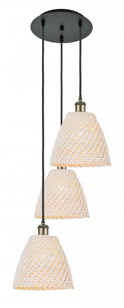 Bristol Natural - 3 Light - 19 inch - Black Antique Brass - Cord hung - Multi Pendant