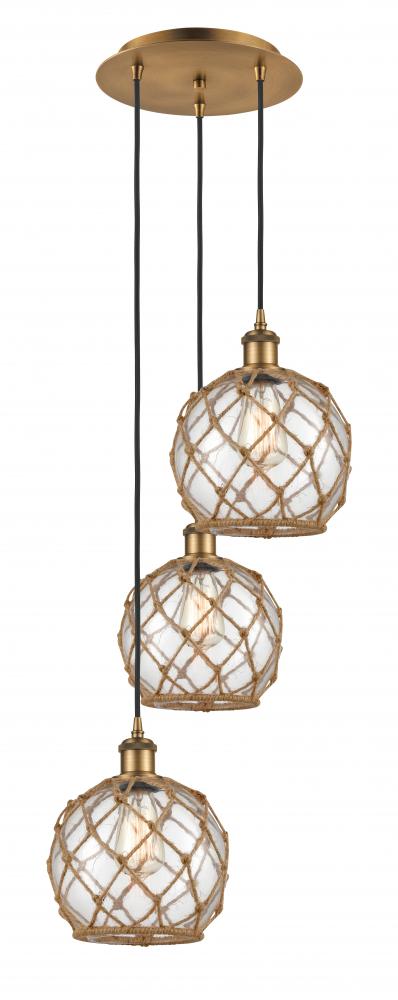 Farmhouse Rope - 3 Light - 15 inch - Brushed Brass - Cord Hung - Multi Pendant