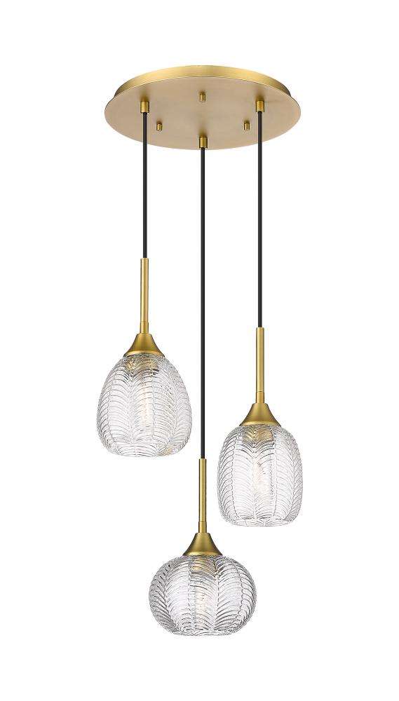 Berkshire - 3 Light - 15 inch - Brushed Brass - Cord Hung - Multi Pendant