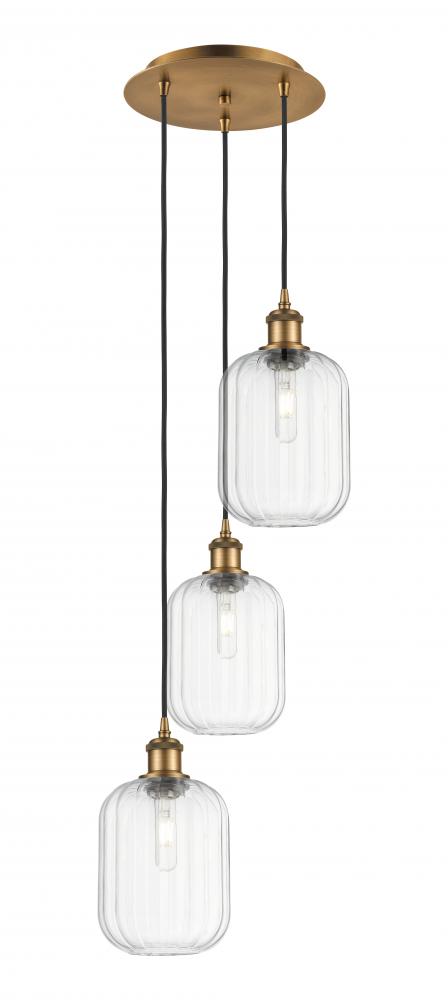 Preston Cylinder - 3 Light - 13 inch - Brushed Brass - Cord Hung - Multi Pendant