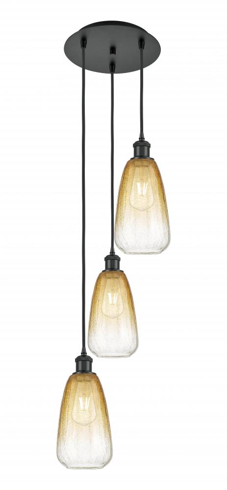 Brookhaven Almond - 3 Light - 13 inch - Matte Black - Cord Hung - Multi Pendant