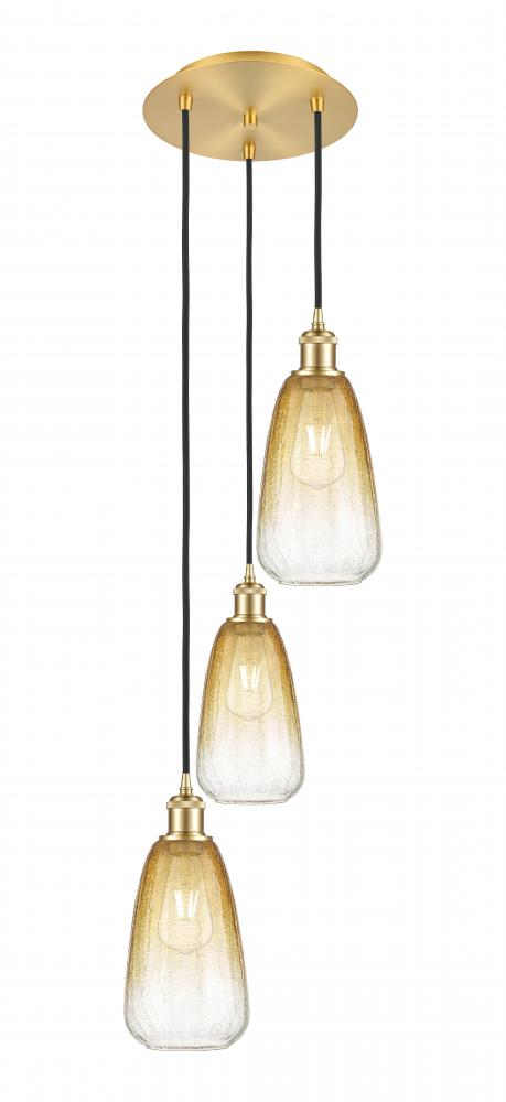 Brookhaven Almond - 3 Light - 13 inch - Satin Gold - Cord Hung - Multi Pendant