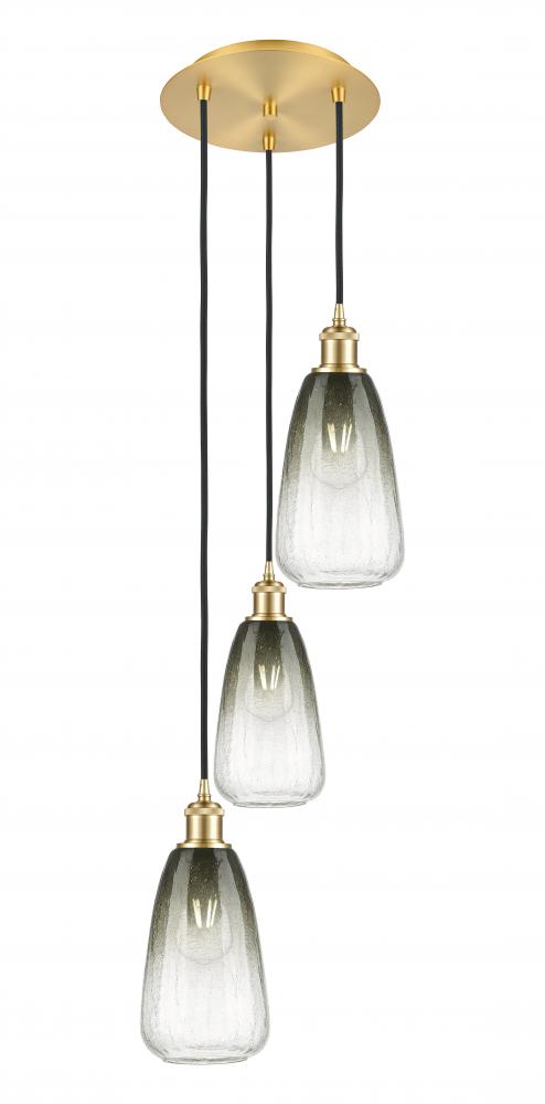 Brookhaven Almond - 3 Light - 13 inch - Satin Gold - Cord Hung - Multi Pendant