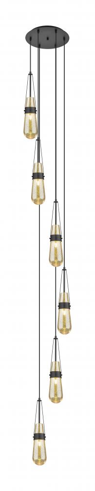 Milan - 6 Light - 15 inch - Matte Black - Multi Pendant