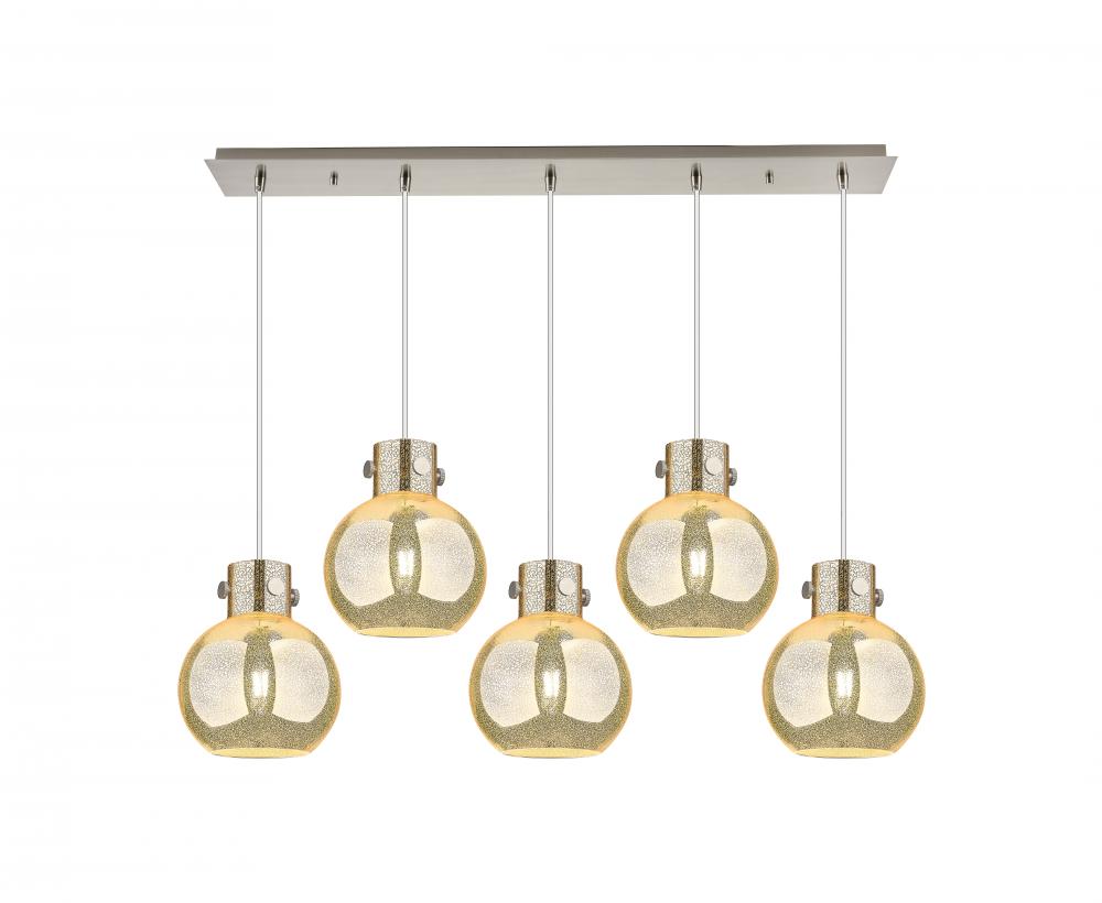 Newton Sphere - 5 Light - 40 inch - Polished Nickel - Cord hung - Linear Pendant