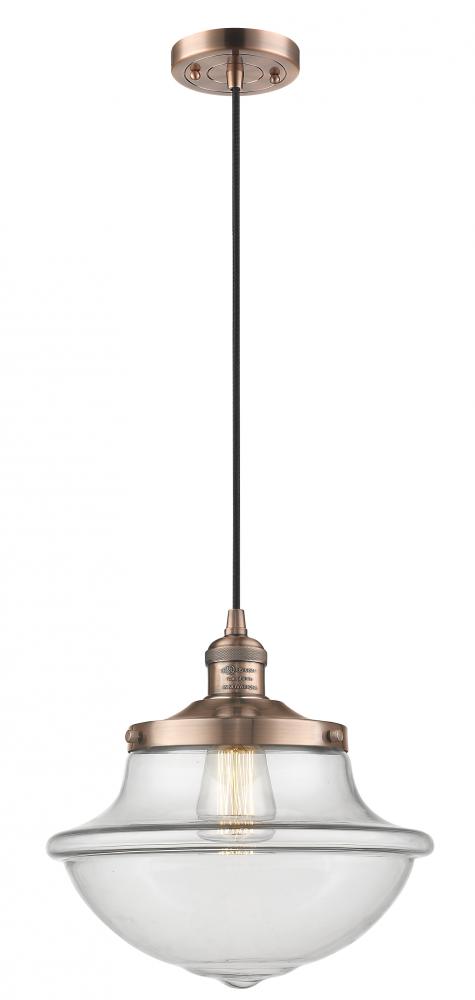 Oxford - 1 Light - 12 inch - Antique Copper - Cord hung - Mini Pendant