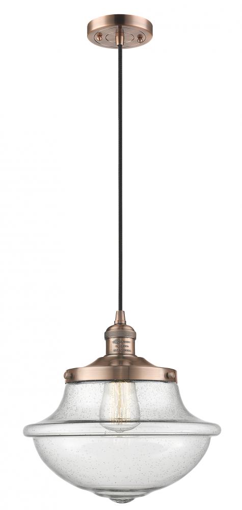 Oxford - 1 Light - 12 inch - Antique Copper - Cord hung - Mini Pendant