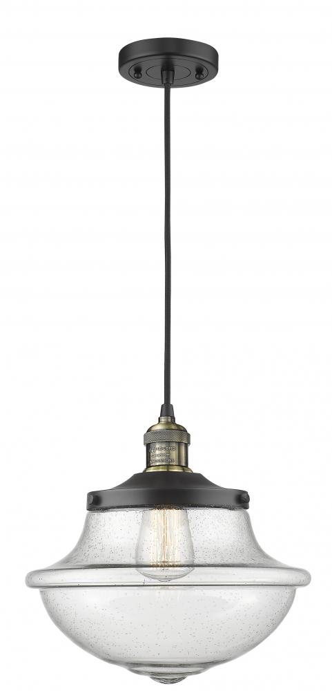 Oxford - 1 Light - 12 inch - Black Antique Brass - Cord hung - Mini Pendant