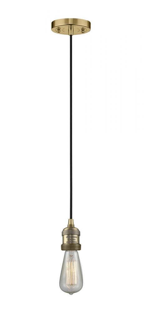 Bare Bulb - 1 Light - 3 inch - Brushed Brass - Cord hung - Mini Pendant