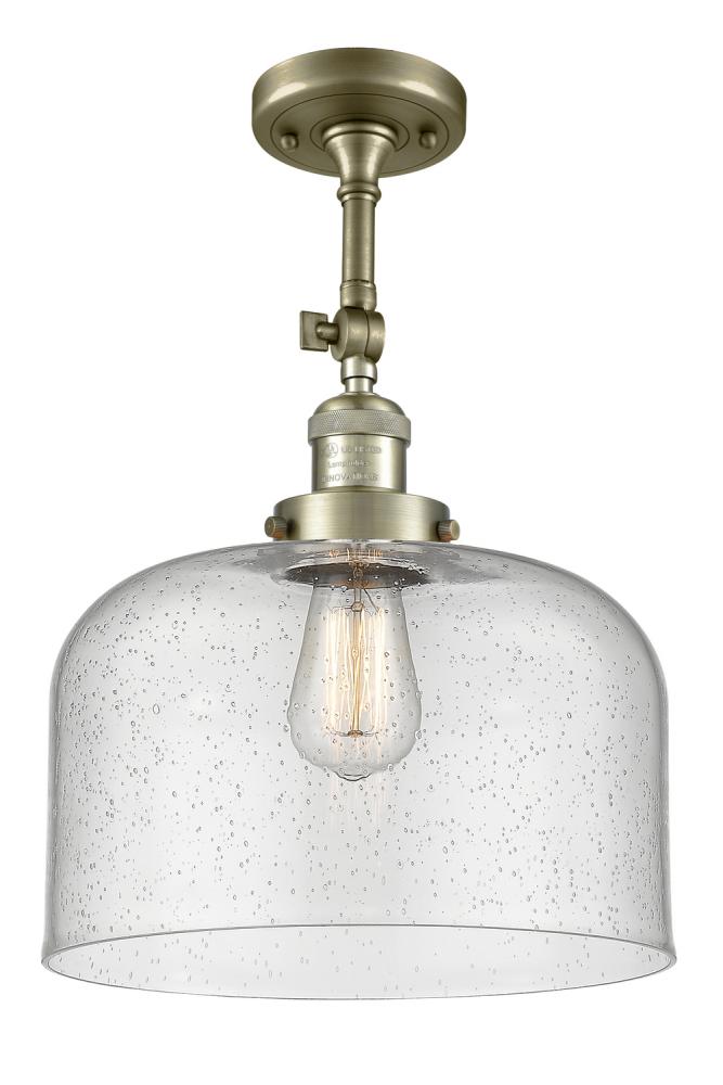 Bell - 1 Light - 12 inch - Antique Brass - Adjustable Semi-Flush Mount