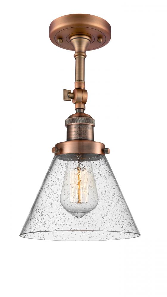 Cone - 1 Light - 8 inch - Antique Copper - Adjustable Semi-Flush Mount