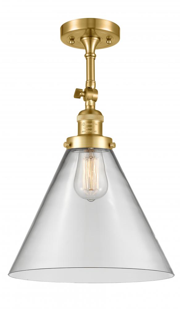 Cone - 1 Light - 12 inch - Satin Gold - Semi-Flush Mount