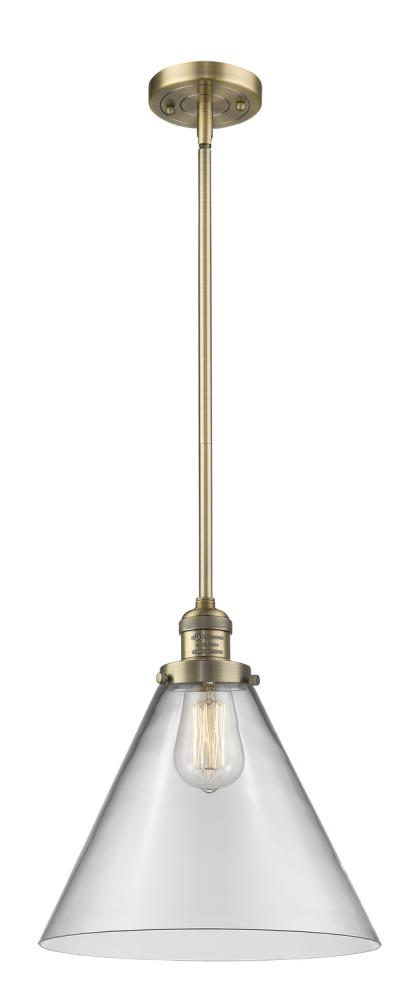 Cone - 1 Light - 12 inch - Brushed Brass - Stem Hung - Mini Pendant