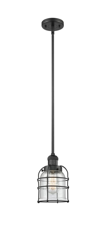 Bell Cage - 1 Light - 6 inch - Matte Black - Stem Hung - Mini Pendant