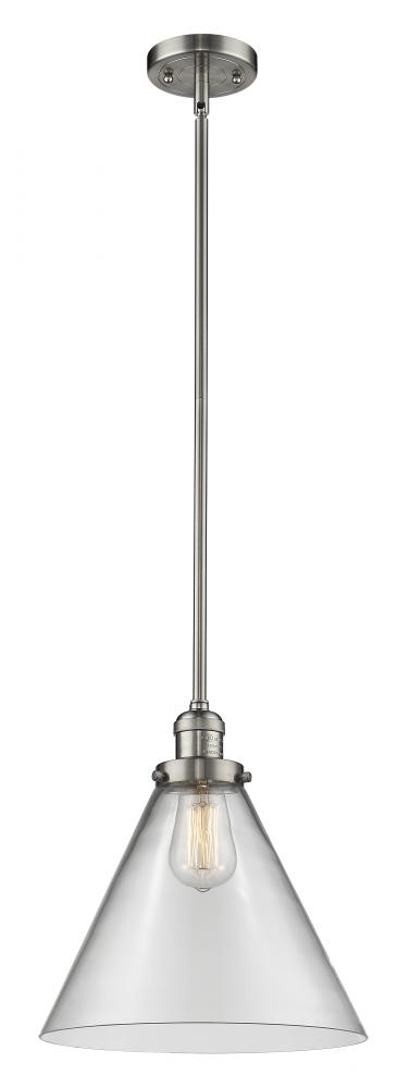 Cone - 1 Light - 12 inch - Brushed Satin Nickel - Stem Hung - Mini Pendant