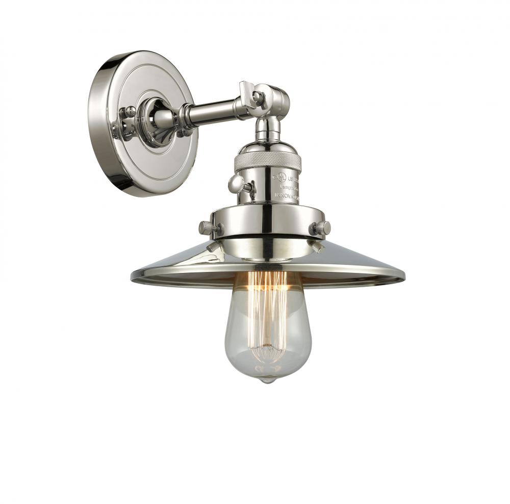 Railroad - 1 Light - 8 inch - Polished Nickel - Adjustable Sconce