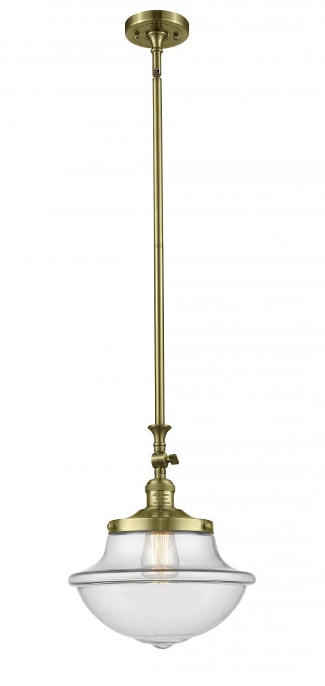 Oxford - 1 Light - 12 inch - Antique Brass - Stem Hung - Adjustable Mini Pendant