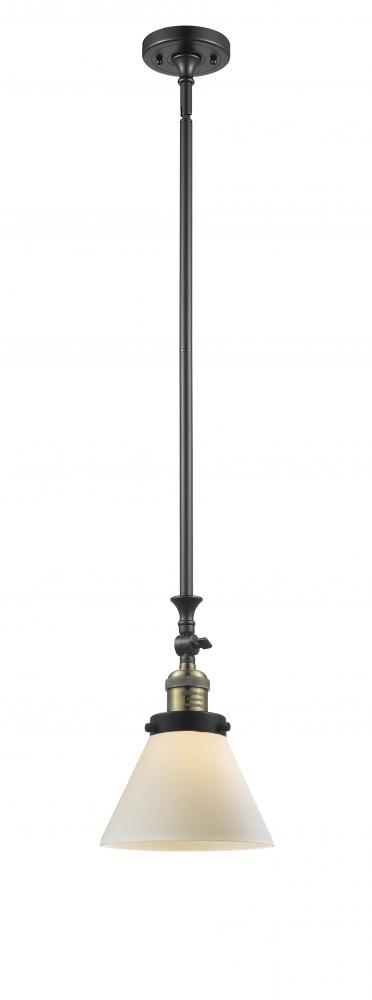 Cone - 1 Light - 8 inch - Black Antique Brass - Stem Hung - Adjustable Mini Pendant
