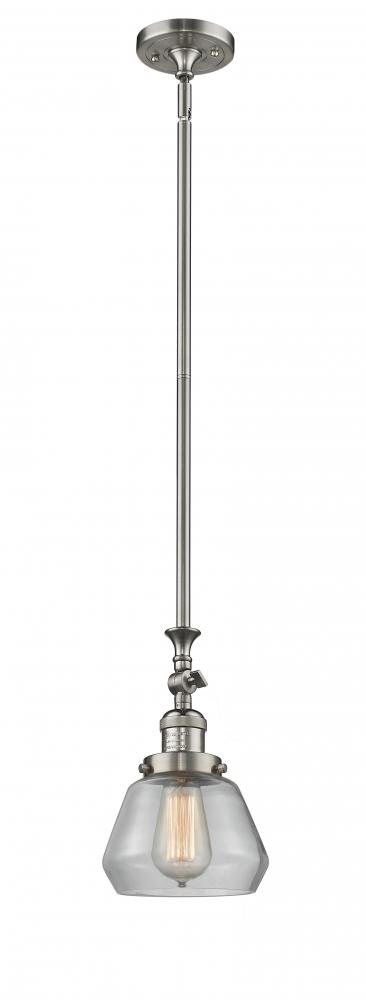 Fulton - 1 Light - 7 inch - Brushed Satin Nickel - Stem Hung - Adjustable Mini Pendant