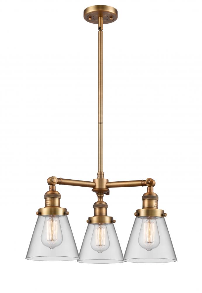 Cone - 3 Light - 19 inch - Brushed Brass - Stem Hung - Chandelier