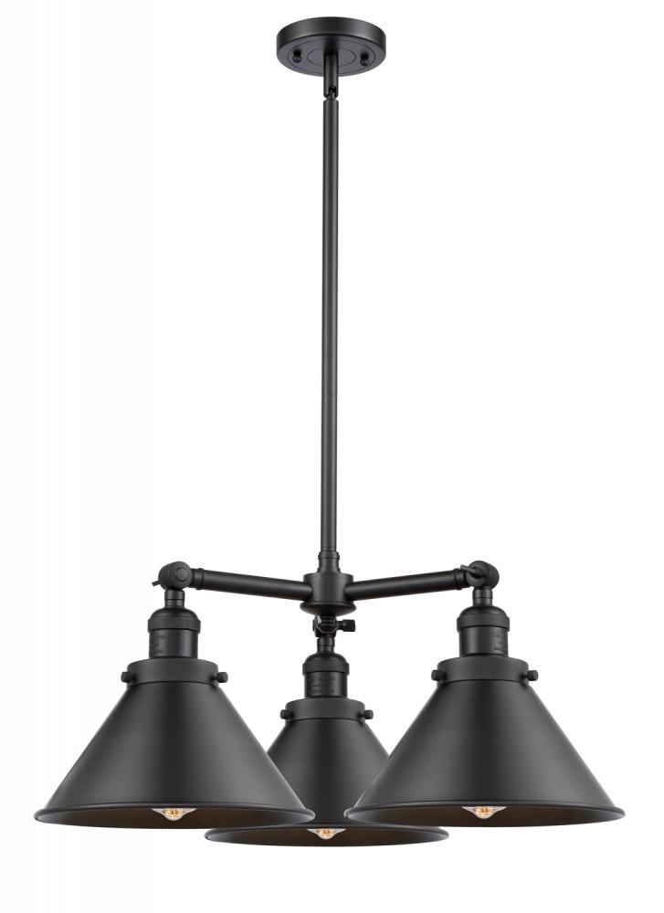 Briarcliff - 3 Light - 24 inch - Matte Black - Stem Hung - Chandelier