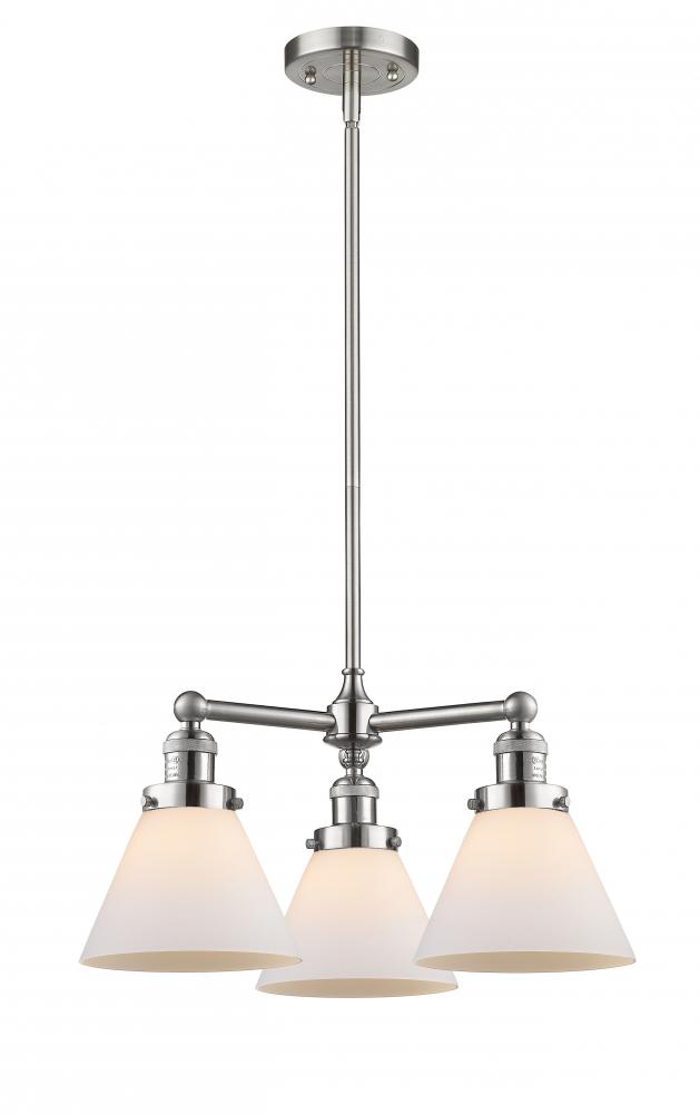 Cone - 3 Light - 22 inch - Brushed Satin Nickel - Stem Hung - Chandelier