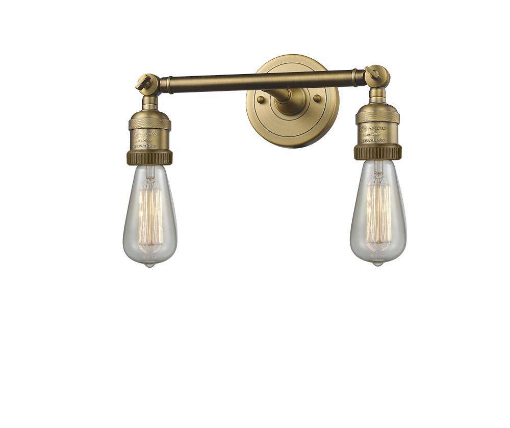 Bare Bulb - 2 Light - 11 inch - Brushed Brass - Bath Vanity Light