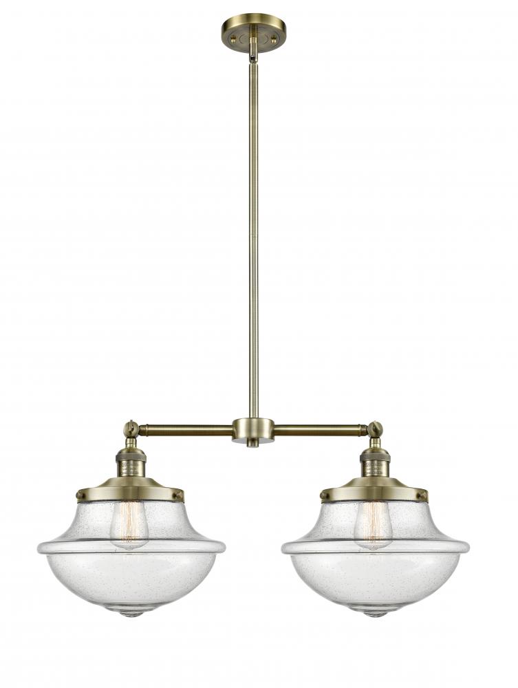 Oxford - 2 Light - 25 inch - Antique Brass - Stem Hung - Adjustable Island Light