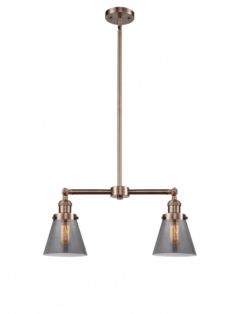 Cone - 2 Light - 21 inch - Antique Copper - Stem Hung - Adjustable Island Light