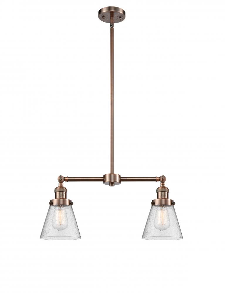 Cone - 2 Light - 21 inch - Antique Copper - Stem Hung - Adjustable Island Light