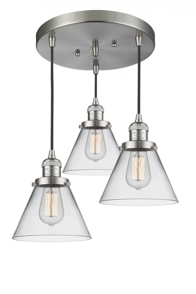 Large Cone 3 Light Multi-Pendant