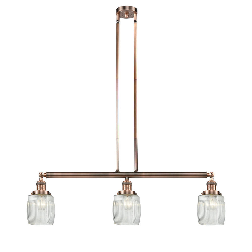 Colton - 3 Light - 38 inch - Antique Copper - Stem Hung - Adjustable Island Light