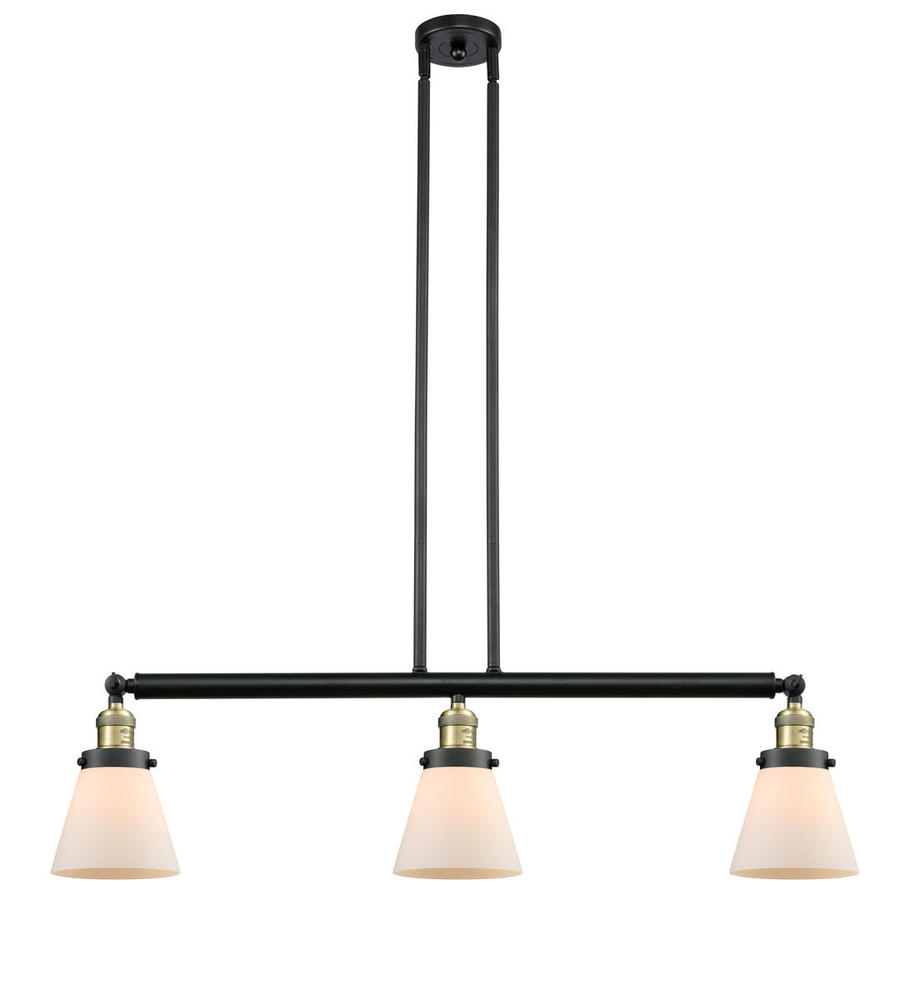 Cone - 3 Light - 39 inch - Black Antique Brass - Stem Hung - Adjustable Island Light