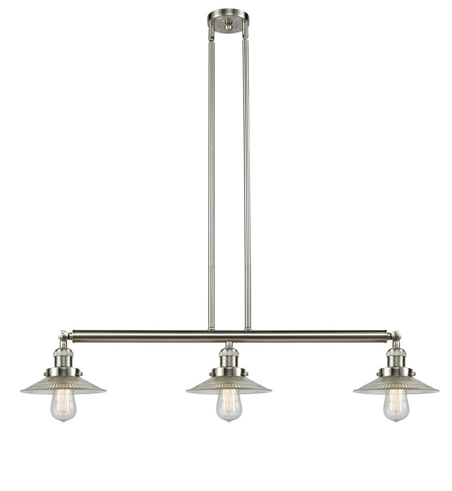 Halophane - 3 Light - 41 inch - Brushed Satin Nickel - Stem Hung - Adjustable Island Light