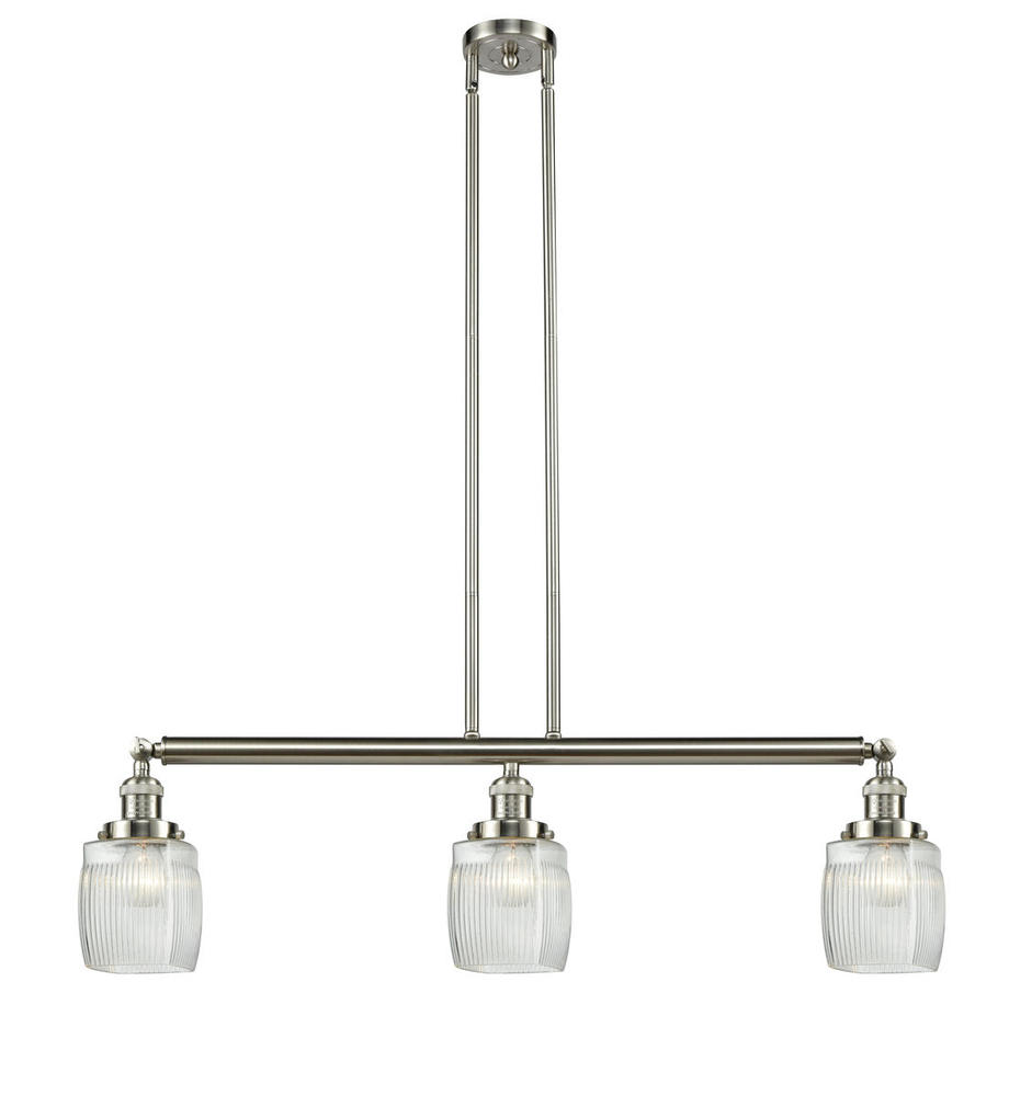 Colton - 3 Light - 38 inch - Brushed Satin Nickel - Stem Hung - Adjustable Island Light