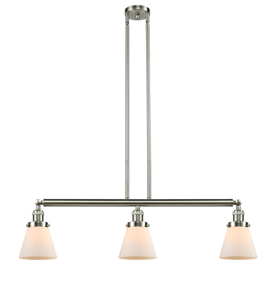 Cone - 3 Light - 39 inch - Brushed Satin Nickel - Stem Hung - Adjustable Island Light