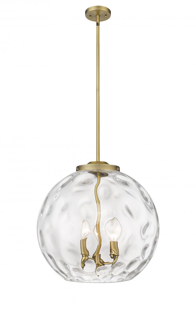 Athens Water Glass - 3 Light - 16 inch - Brushed Brass - Cord hung - Pendant