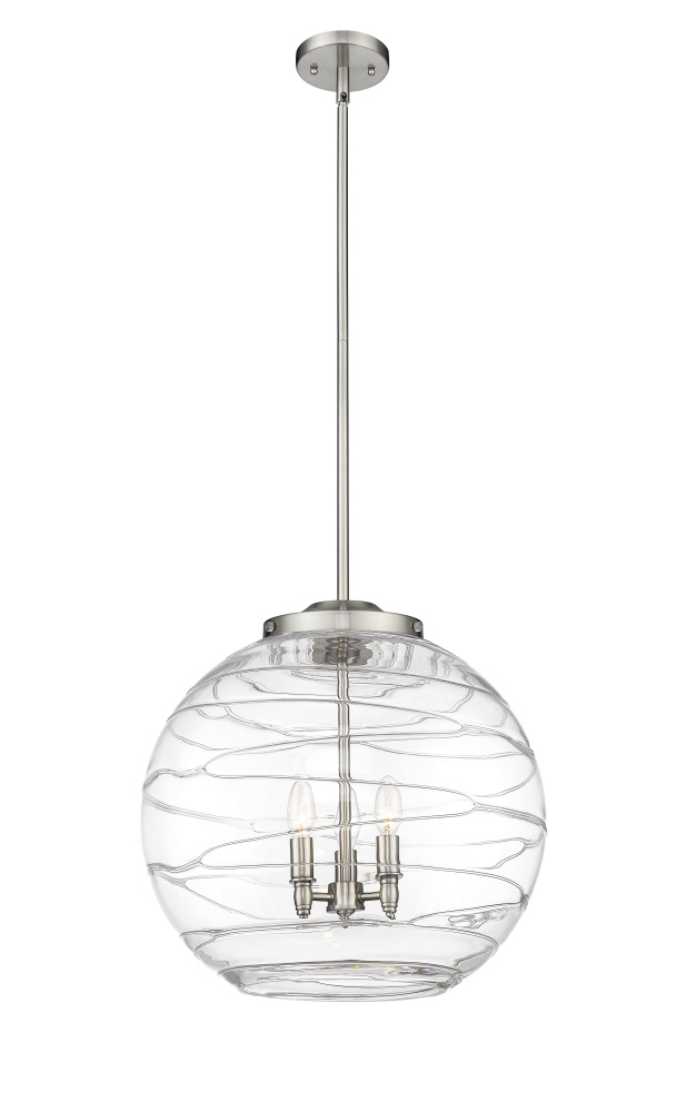 Athens Deco Swirl - 3 Light - 18 inch - Brushed Satin Nickel - Stem hung - Pendant