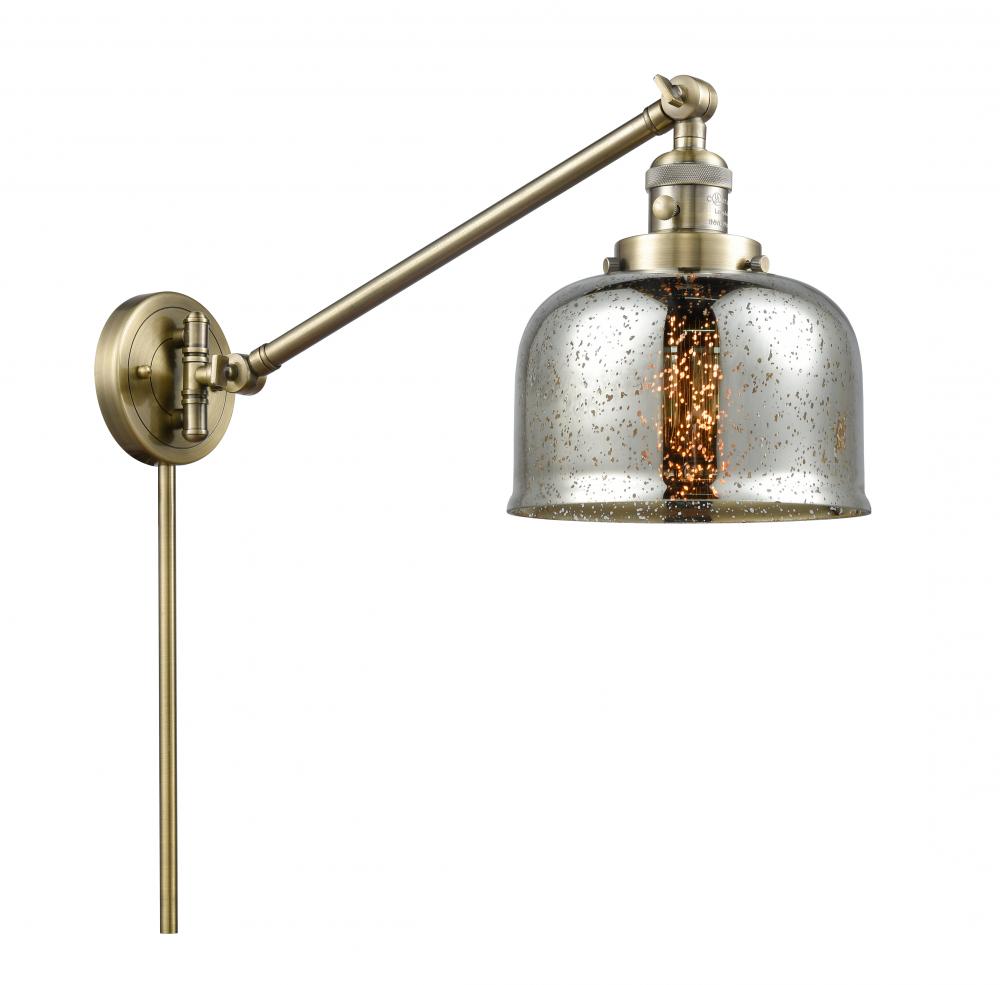 Bell - 1 Light - 8 inch - Antique Brass -Adjustable Swing Arm