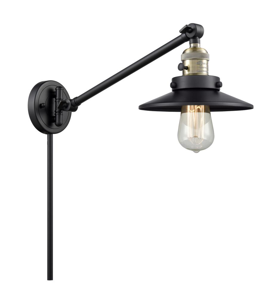 Railroad - 1 Light - 8 inch - Black Antique Brass -Adjustable Swing Arm