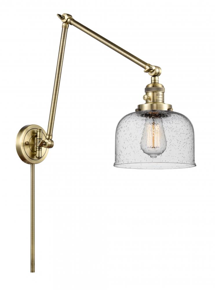Bell - 1 Light - 8 inch - Antique Brass -Adjustable Swing Arm