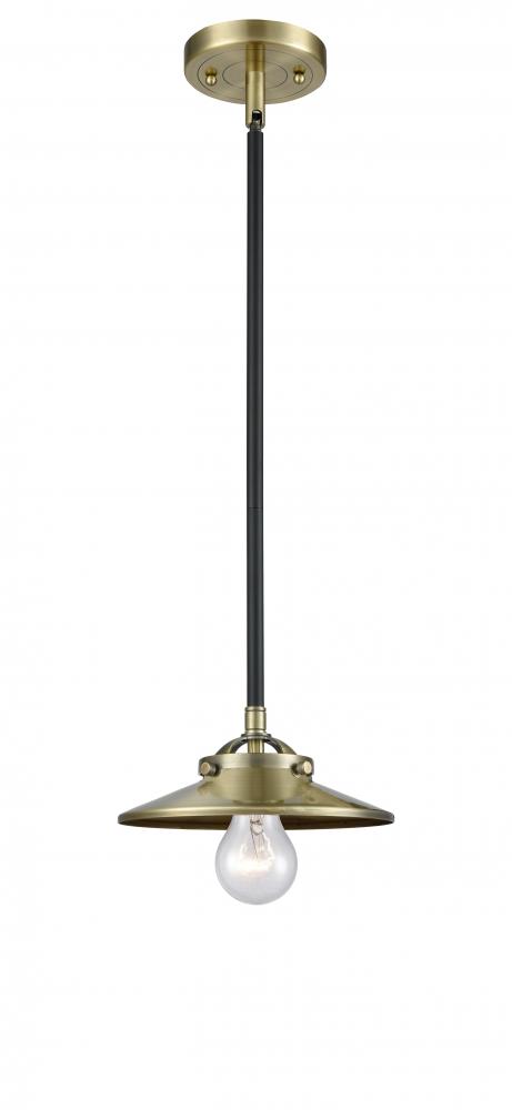 Railroad - 1 Light - 8 inch - Black Antique Brass - Cord hung - Mini Pendant